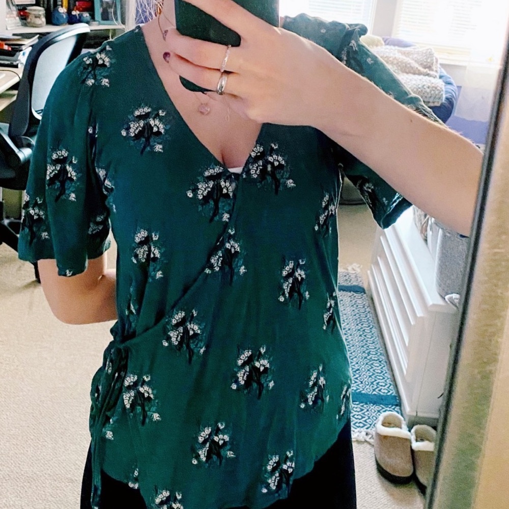Emerald Green Wrap Top
